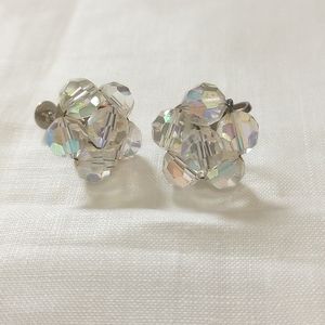 Ultra sparkly Vintage Aurora Borealis earrings, screw back